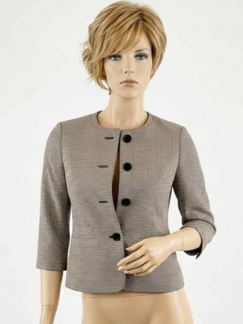 ✨ NWT Talbots "Jackie" Navy Stripe Blazer 2P | Jewel Neck 4-Button Statement - Picture 6 of 7